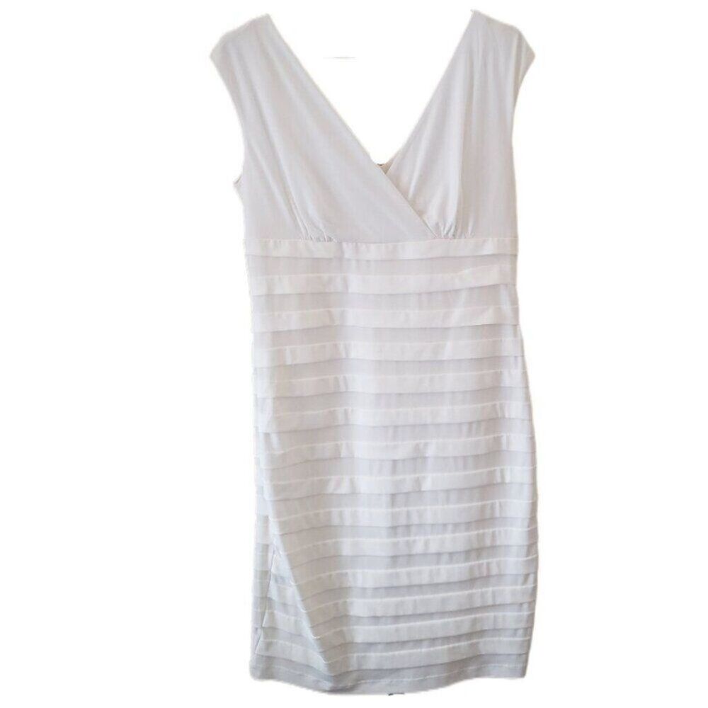 AA Studio White Sleeveless V-Neck & Back Tiered Dress